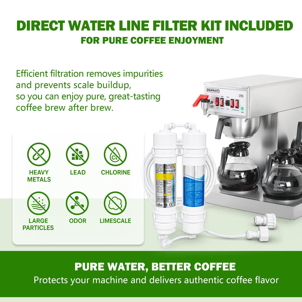 12 Cup Commercial Drip Coffee Maker with 3 Carafes Stainless Steel T40748