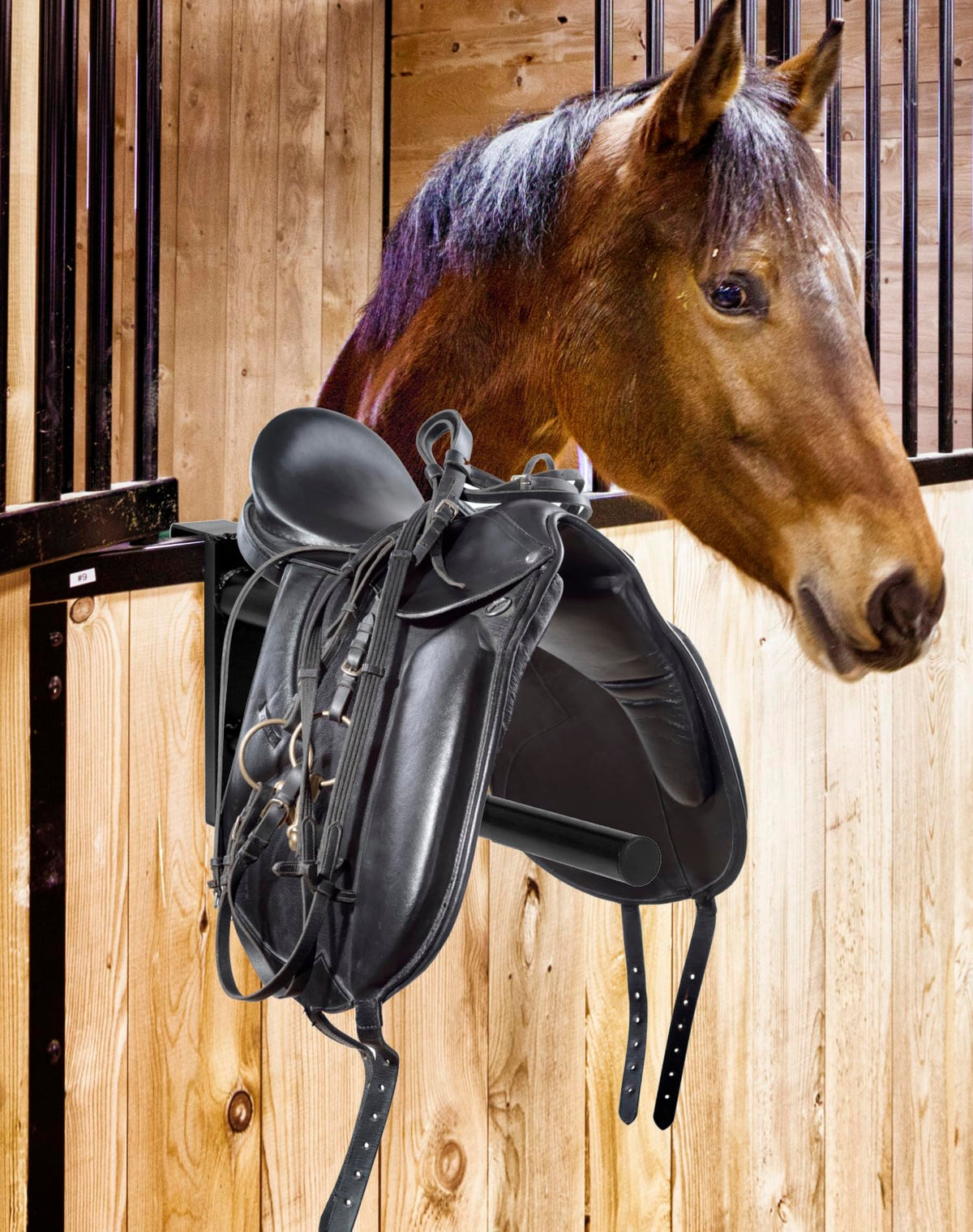 Black PVC Coated Double Saddle Rack U57057