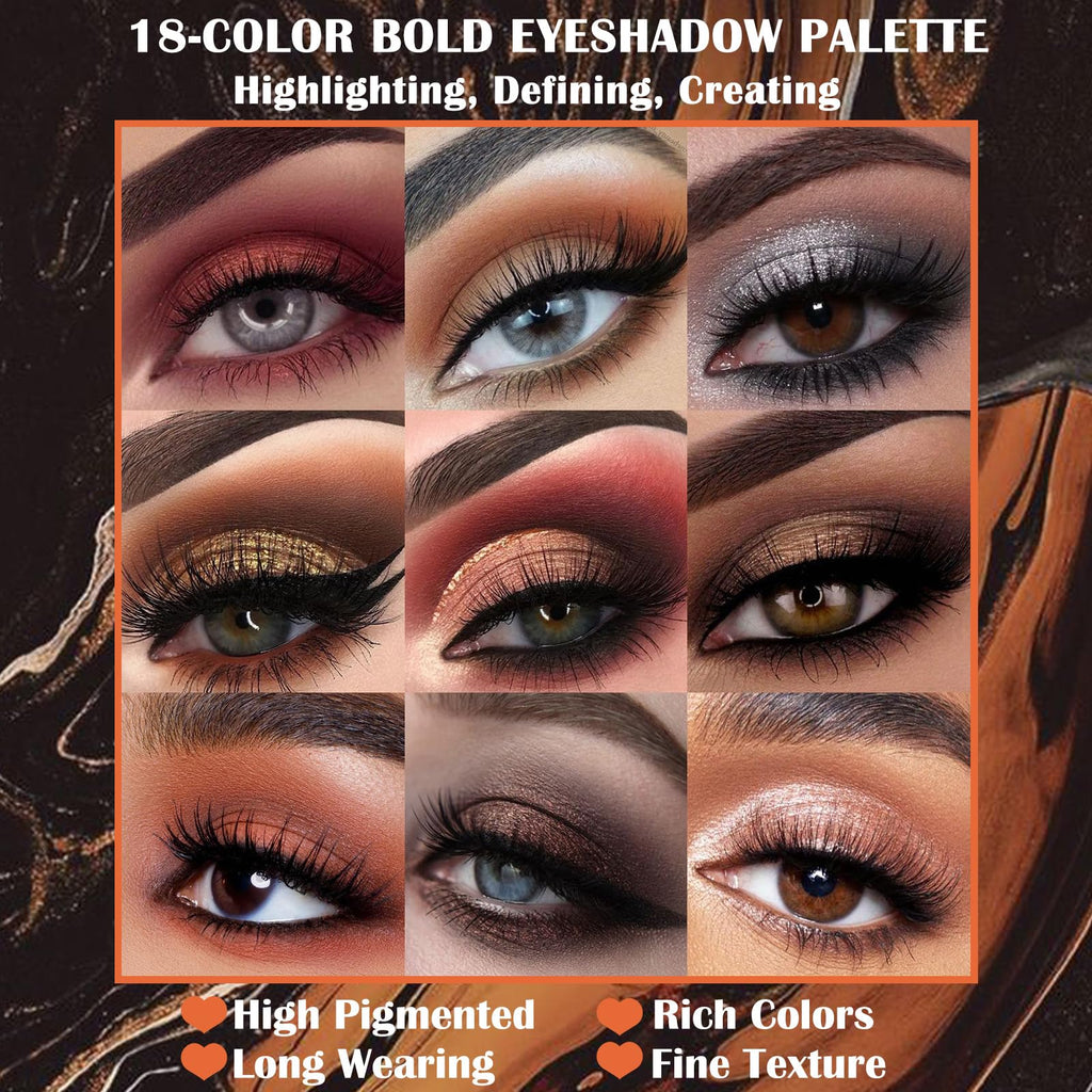 18 Colors Matte Shimmer Glitter Eyeshadow Palette A2892