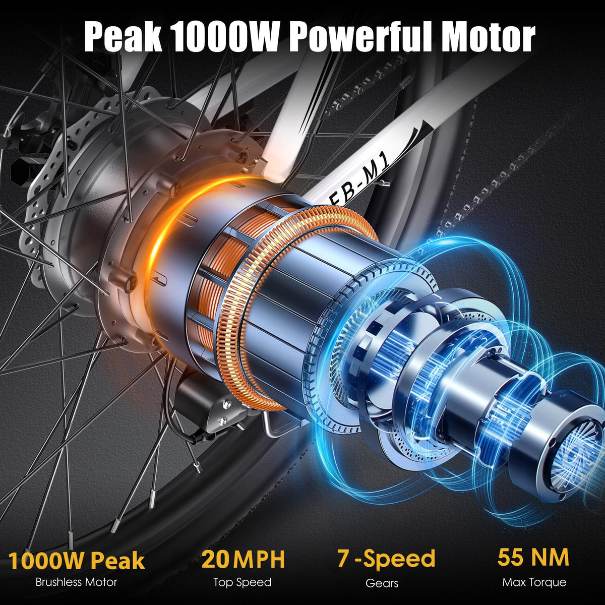1000W 50Miles 26" Electric Mountain Bike with 48V Removable Battery S31179
