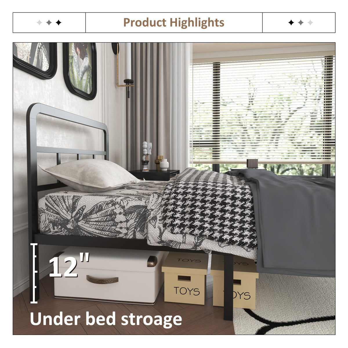 Twin Platform Bed Frame with Headboard and Footboard F491782