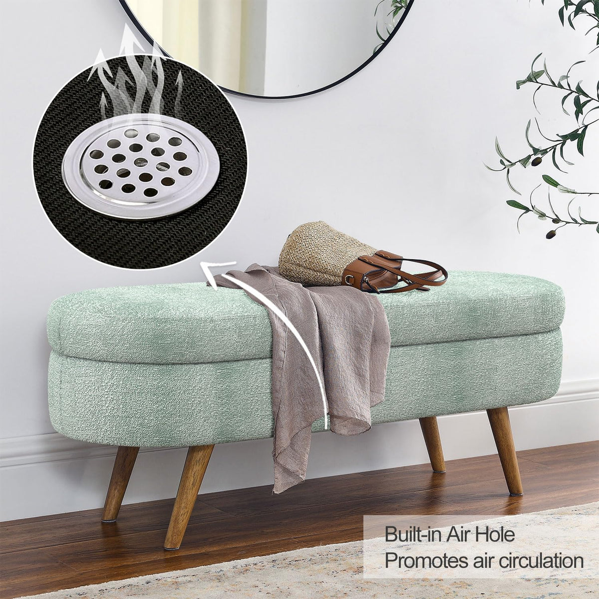Cyan Boucle Storage Ottoman Bench S858