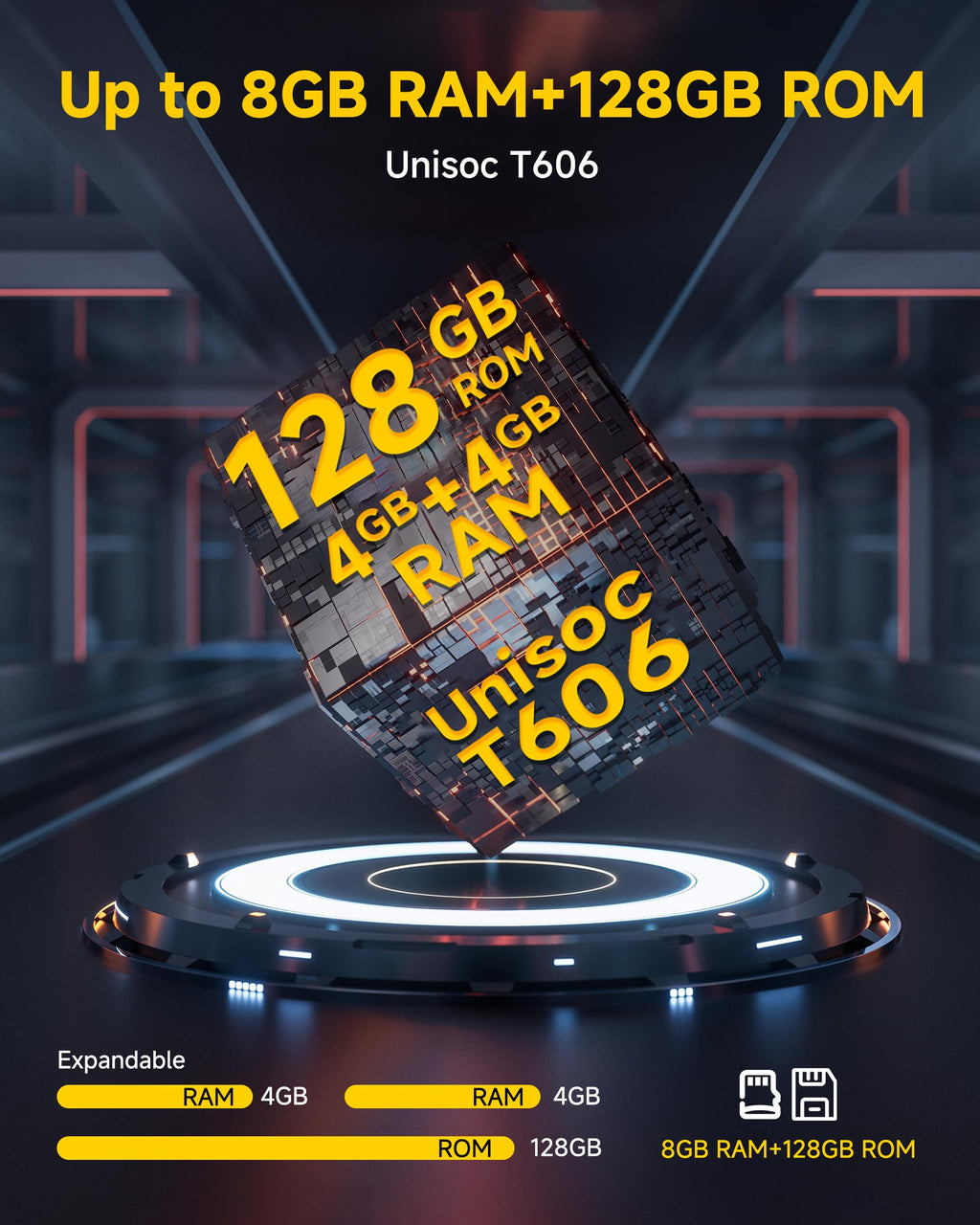 Unlocked Smartphone 8GB+128GB 6.75" 90Hz Android 14 50MP Camera 6000mAh White C377