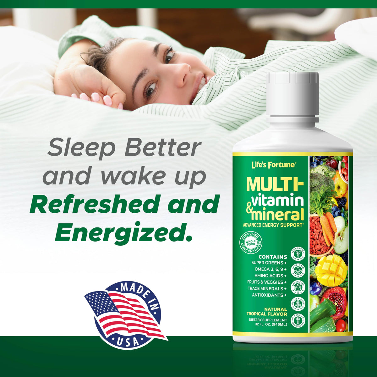 Liquid Multivitamin 90+ Nutrients Sugar Free Tropical Flavor 32 oz A89197