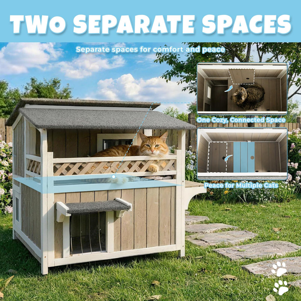 Wooden Two-Story Cat House W4747