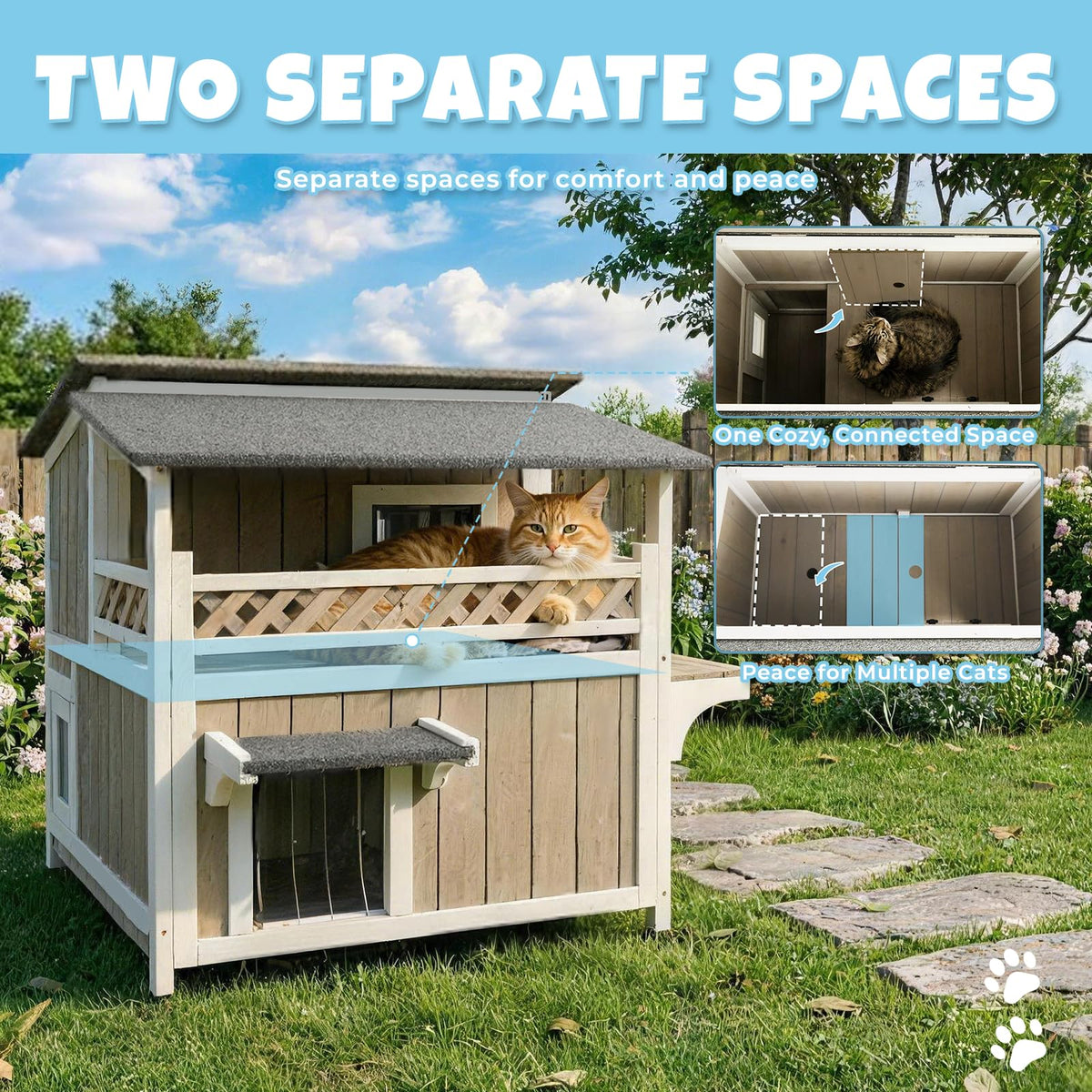 Wooden Two-Story Cat House W4747