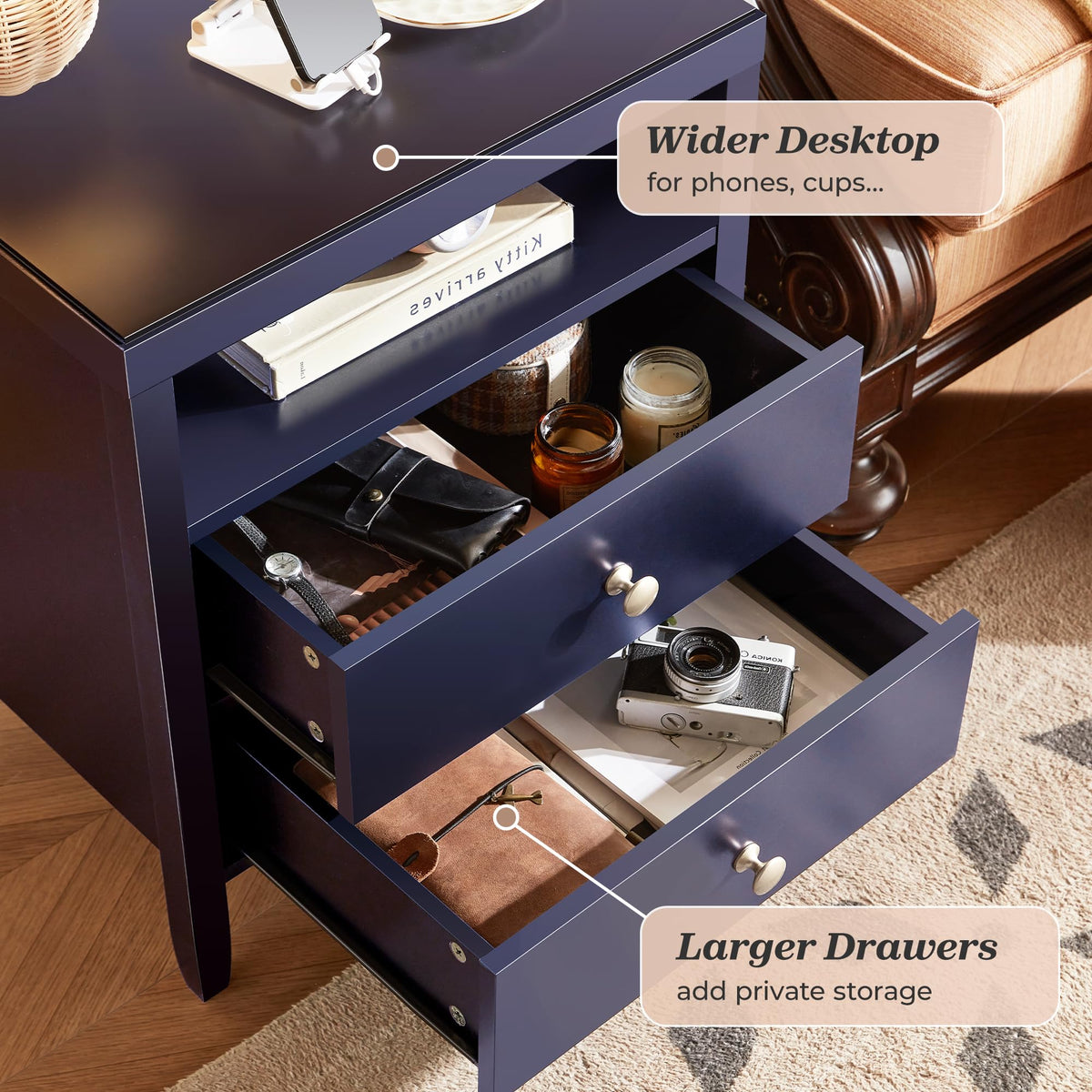 Blue Nightstand Set of 2 P835165