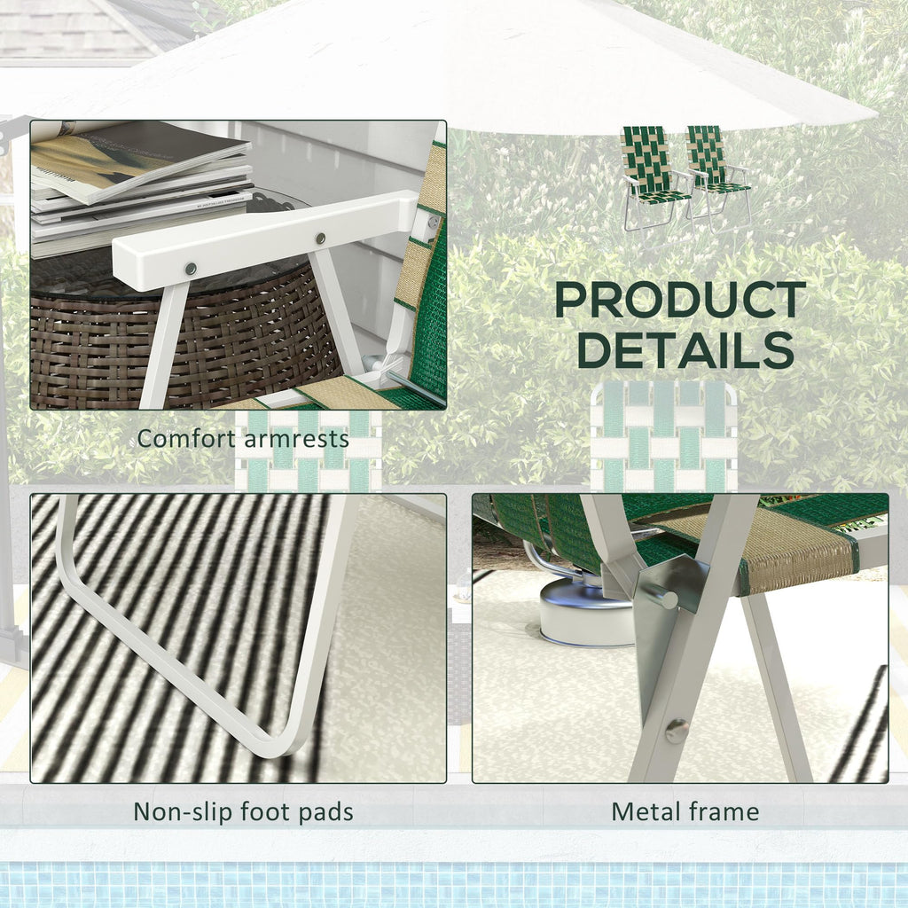Folding Lawn Chairs Set of 2 with Armrests A449