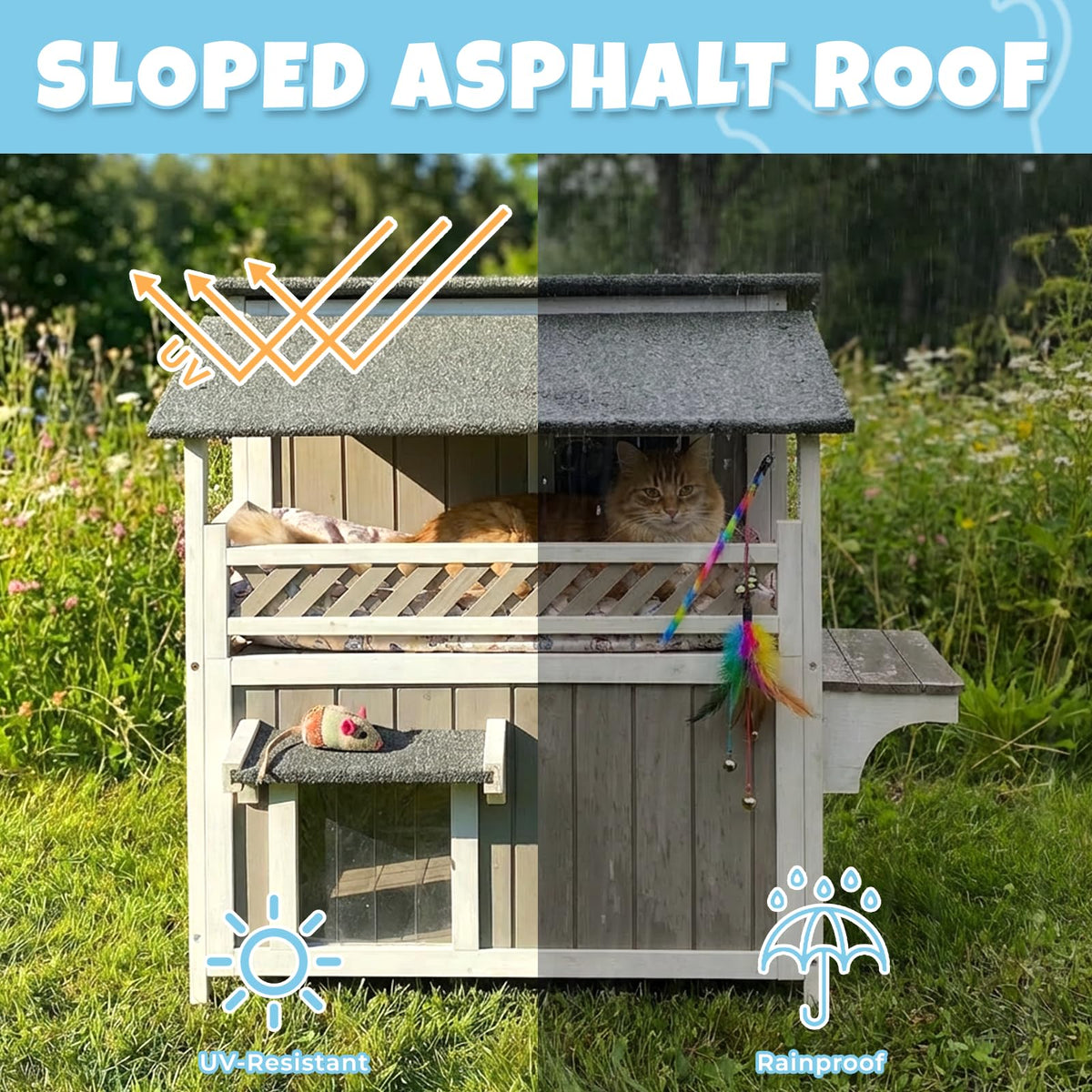 Wooden Two-Story Cat House W4747