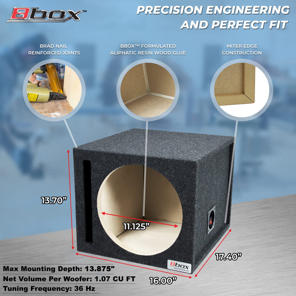Single Vented 12 Inch Subwoofer Box with Nickel Finish Terminals P77002
