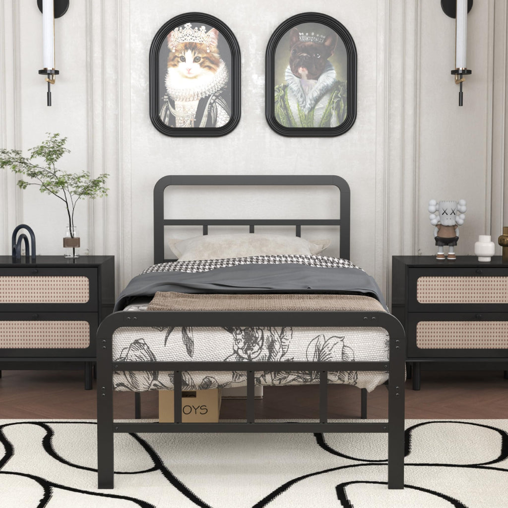 Twin Platform Bed Frame with Headboard and Footboard F491782