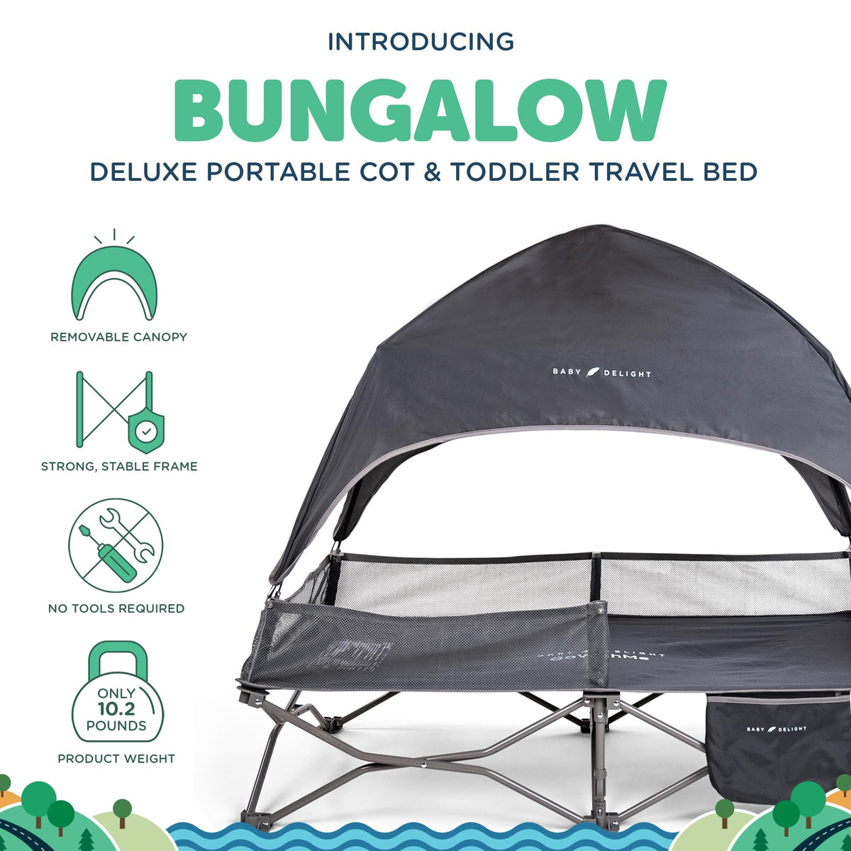 Portable Cot Grey D44275