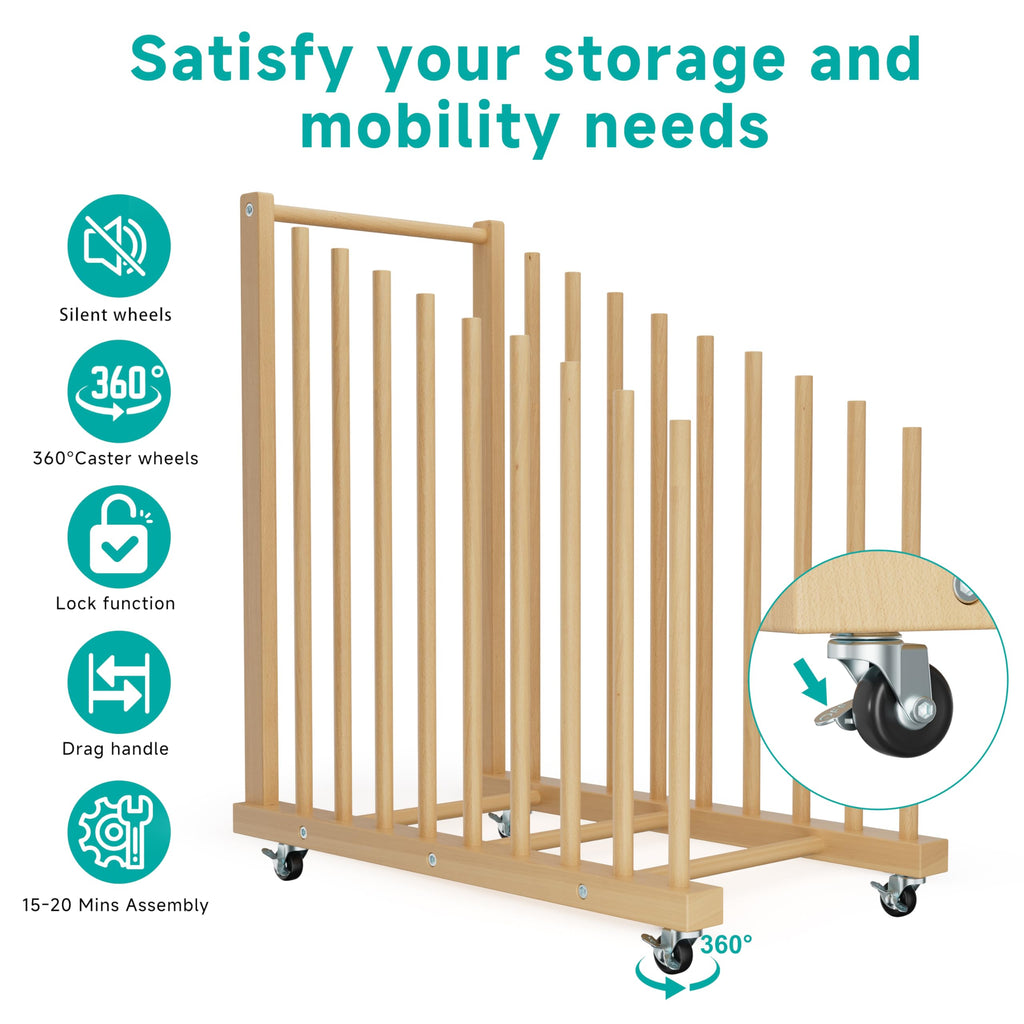Art Canvas Storage Rack with Wheels and Handle A404091