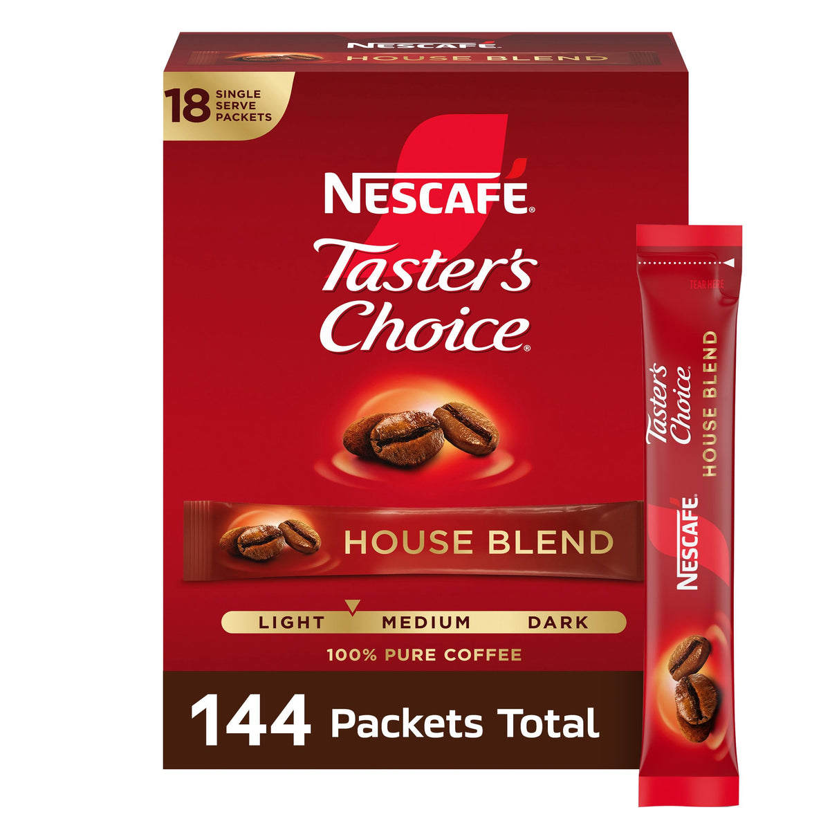 Instant Coffee Packets Light Medium Roast 144 Packets C87239