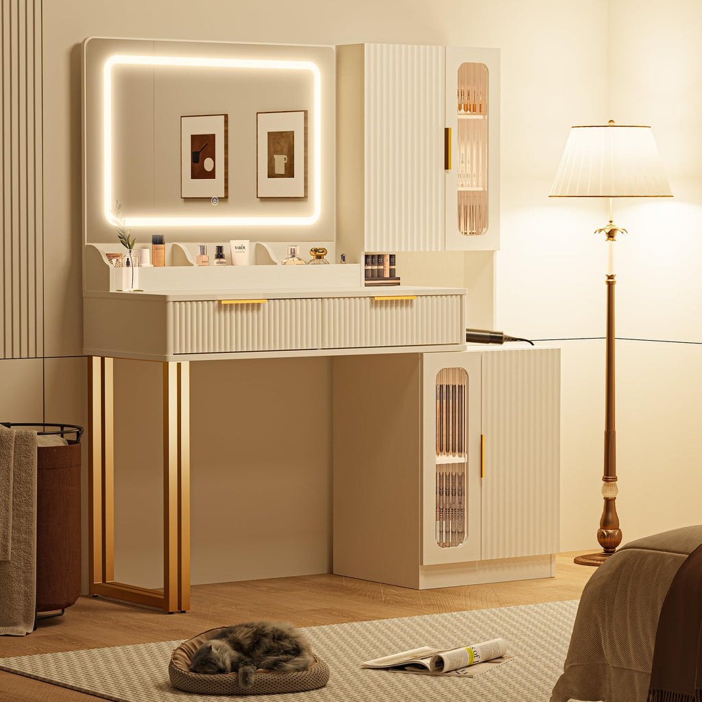 42" Makeup Vanity Desk with Mirror and Lights D3676