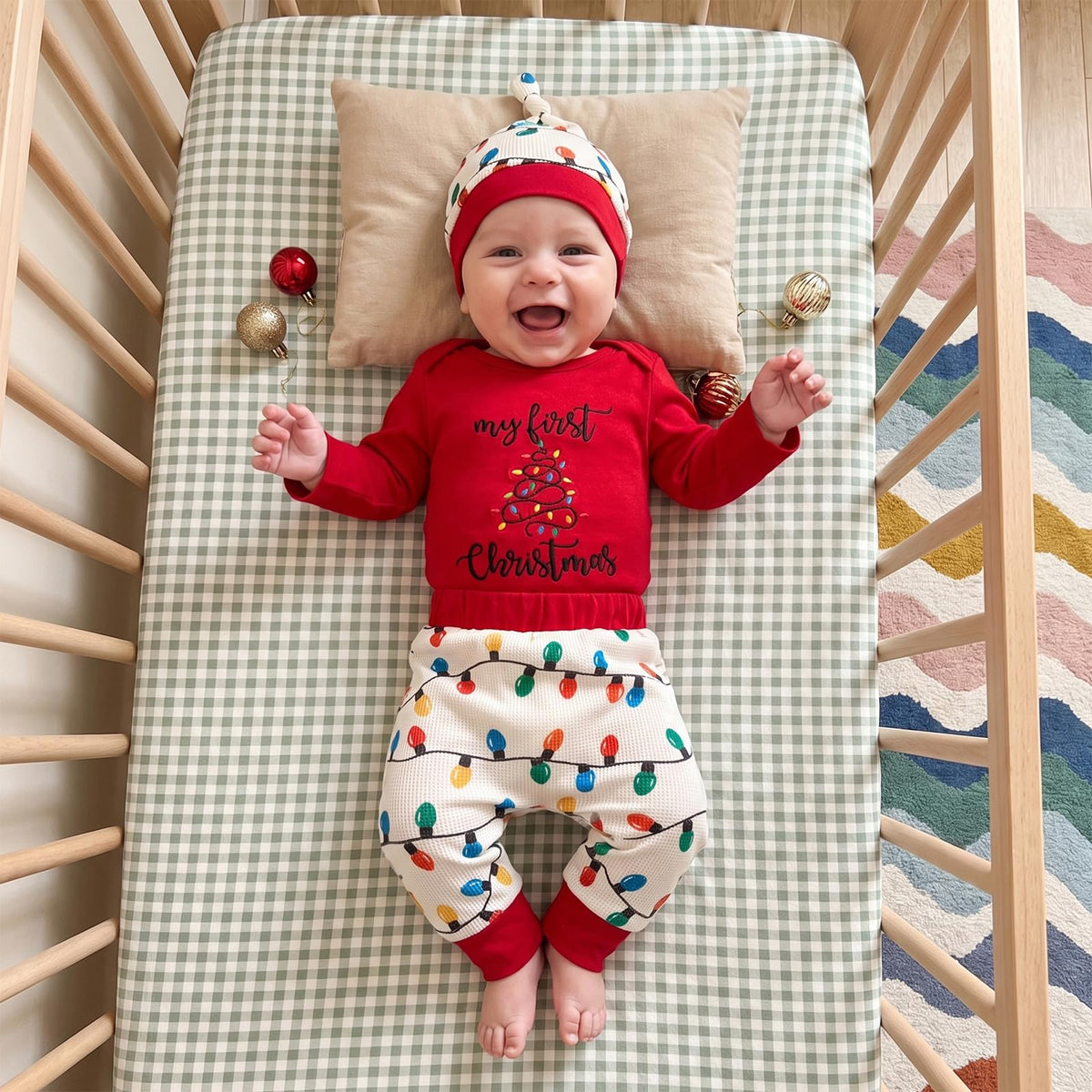 Christmas Baby Boy Outfit Romper Pants Hat O745
