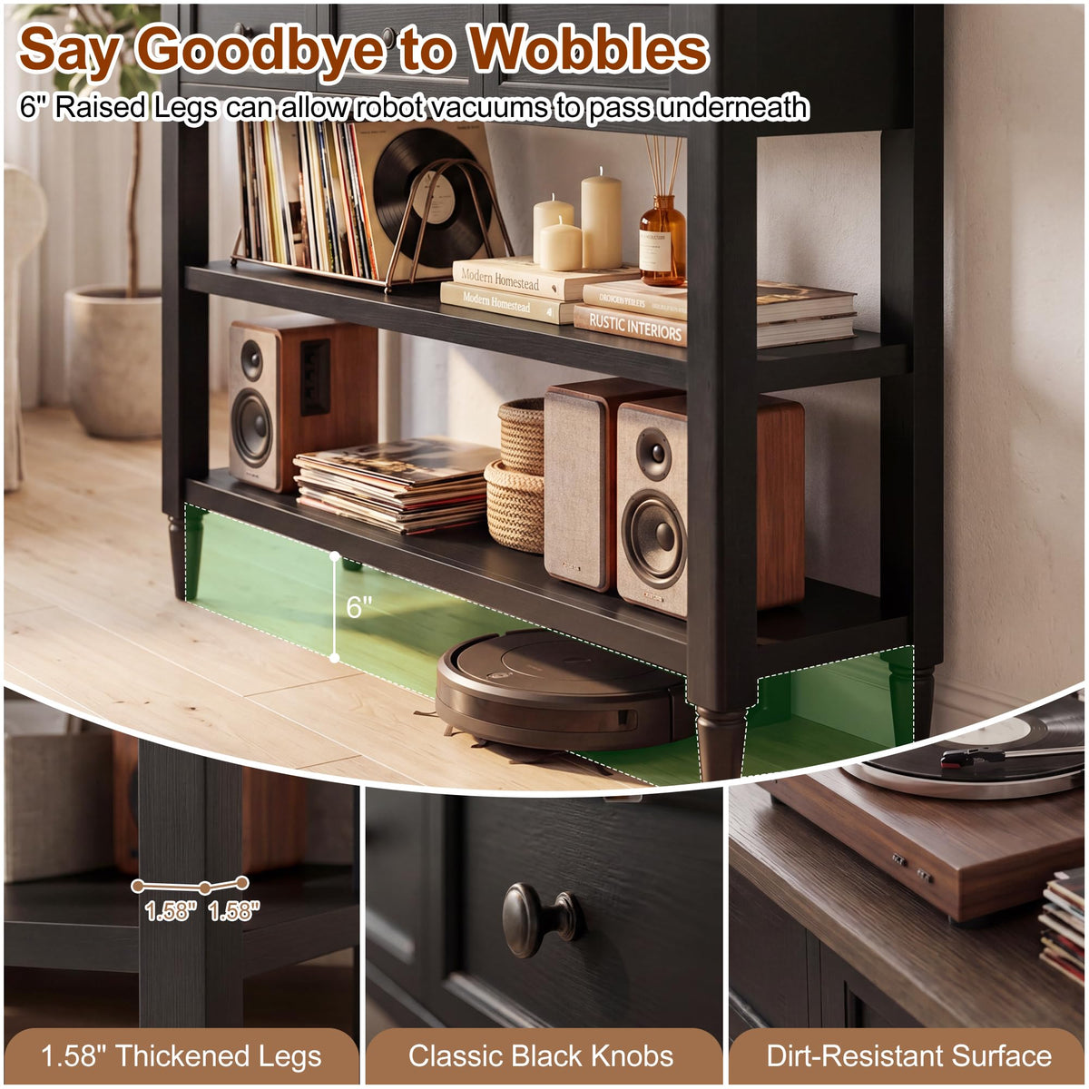 43" Narrow Console Table with 3 Drawers and 2 Shelves M4881