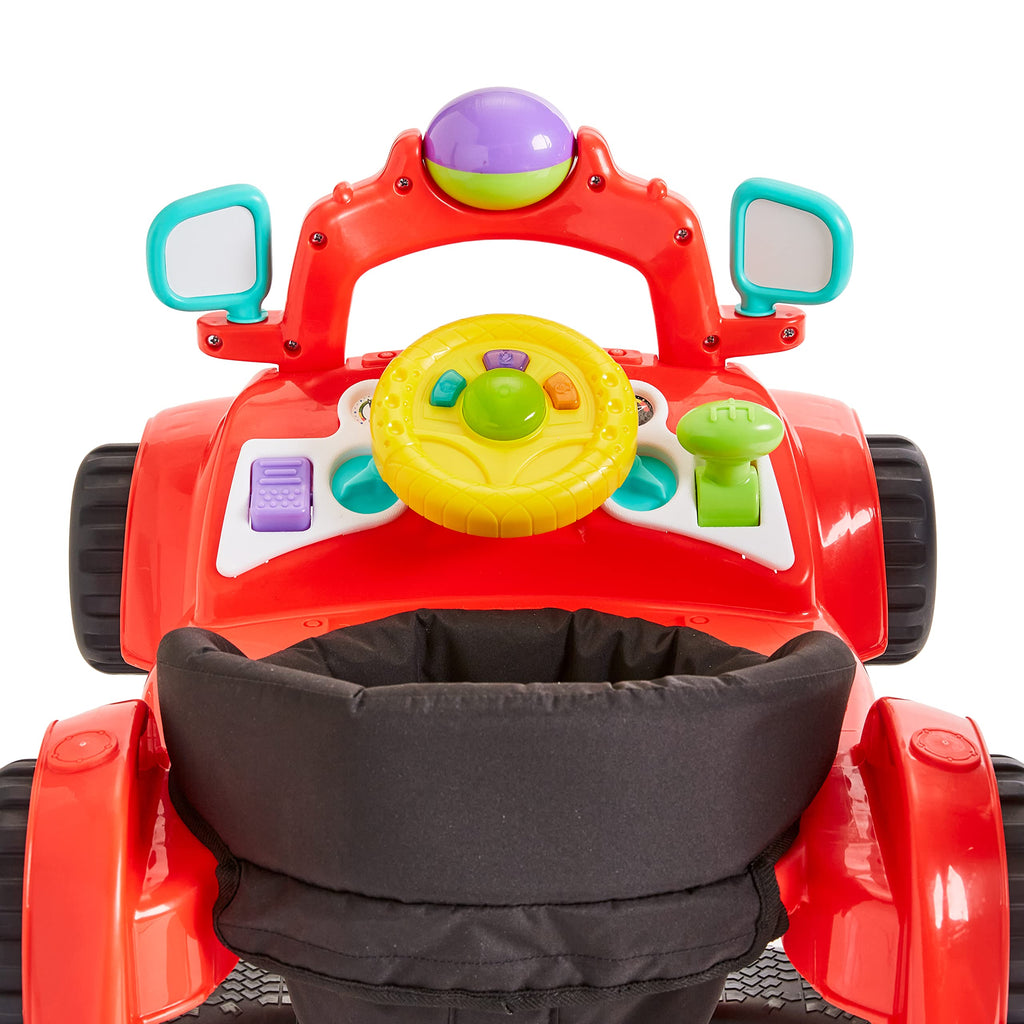 2-in-1 Baby Push Walker with Wheels, Seated or Walk-Behind, Racer Red S2628