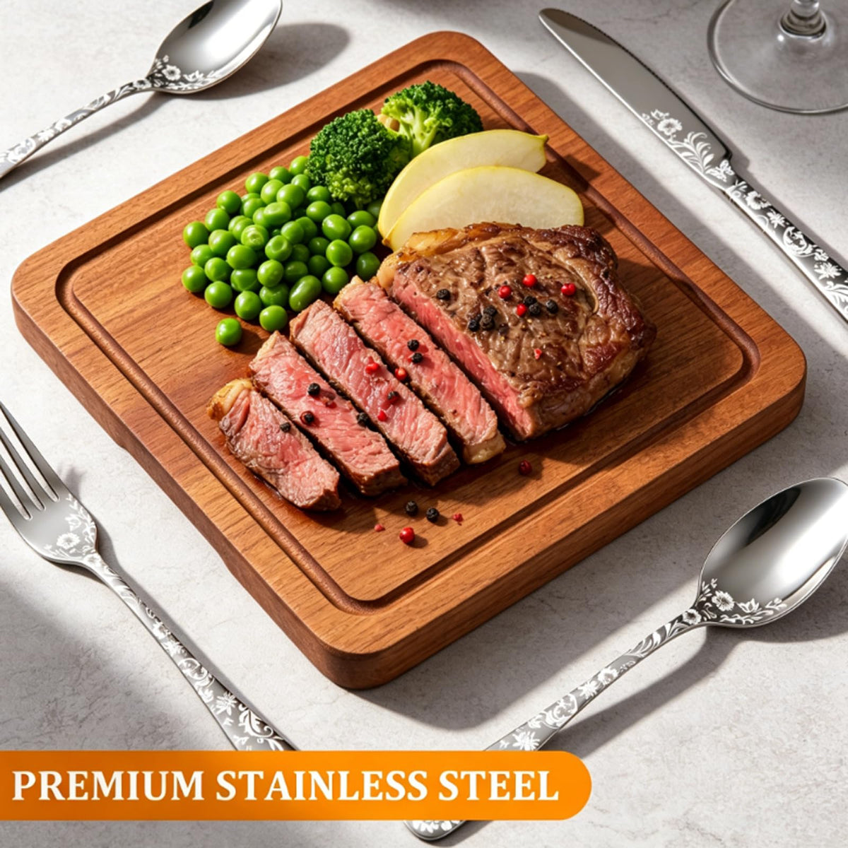60 Piece Floral Stainless Steel Silverware Set K832