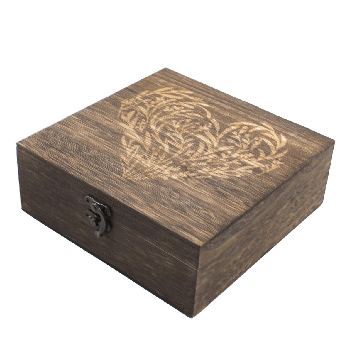 Wooden Hinged Lid Keepsake Boxes 7.5 x 7.5 x 2.8 Inch C103808