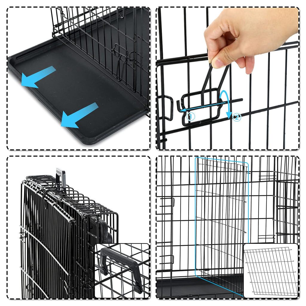 48 Inch Double Door Metal Dog Crate with Divider Panel U632299