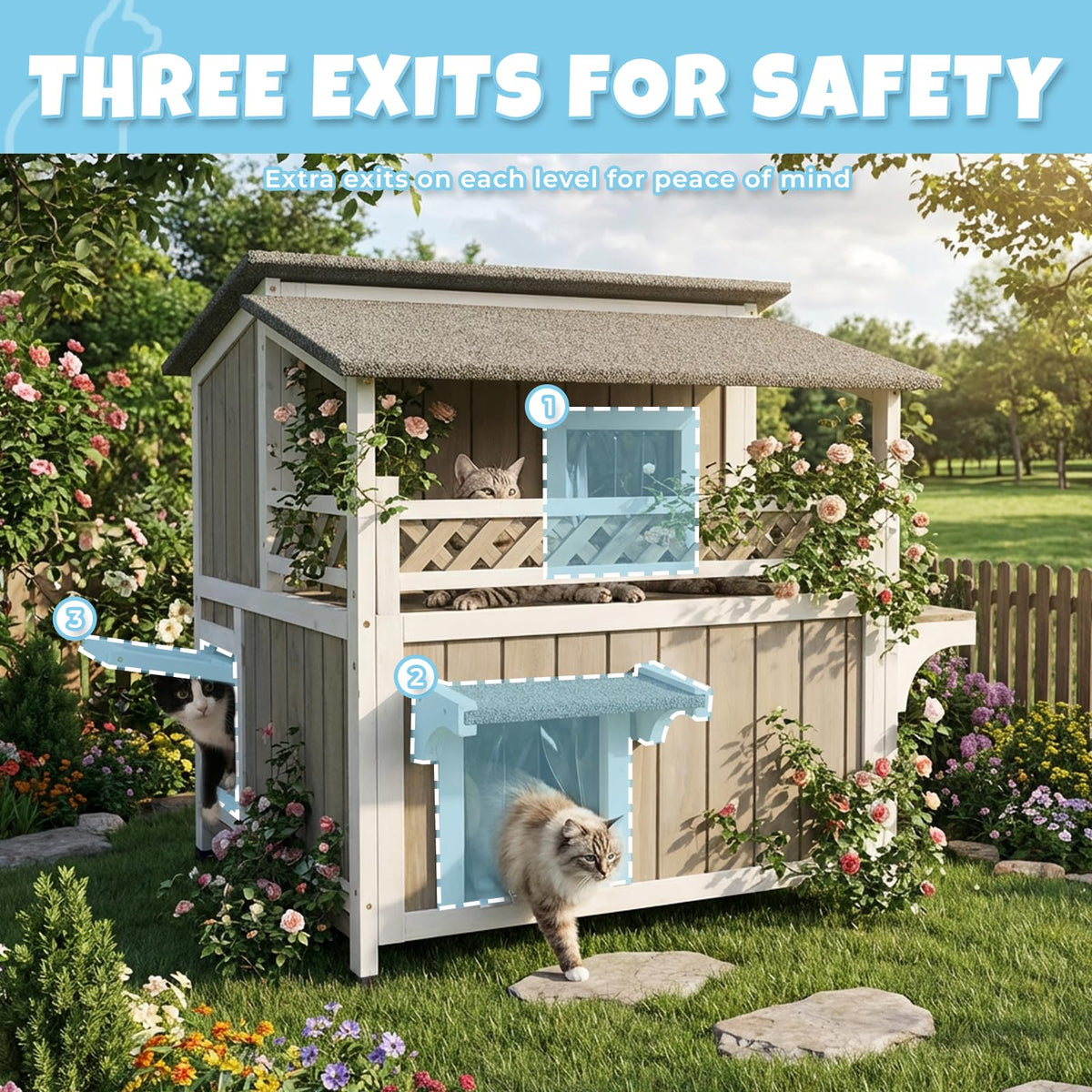 Wooden Two-Story Cat House W4747