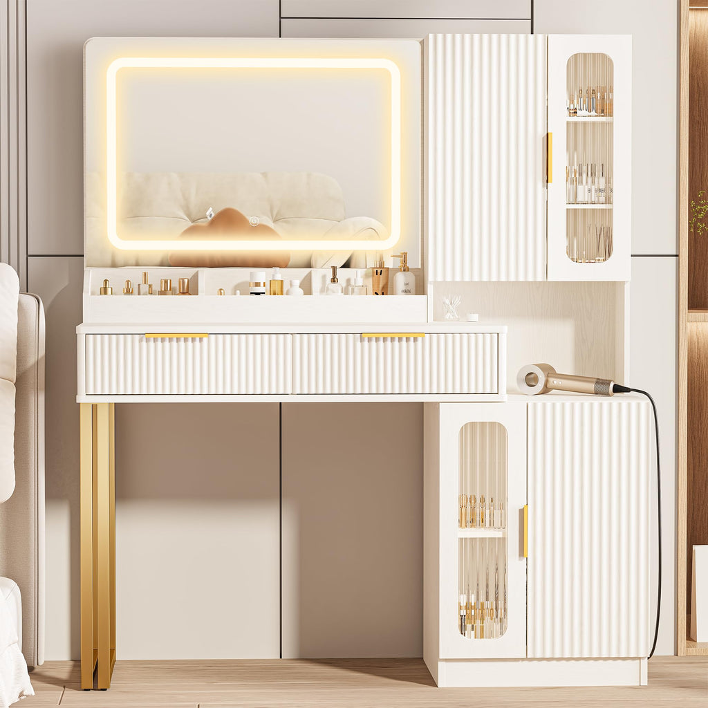 42" Makeup Vanity Desk with Mirror and Lights D3676