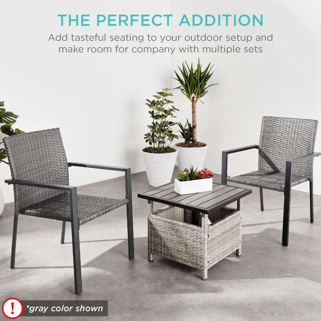 Set of 2 Stackable Outdoor Wicker Dining Chairs H6788