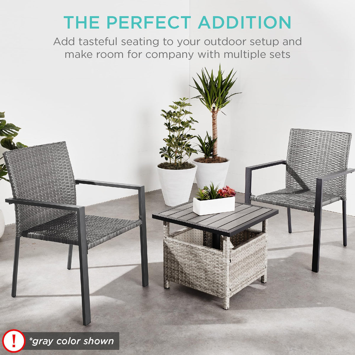 Set of 2 Stackable Outdoor Wicker Dining Chairs H6788