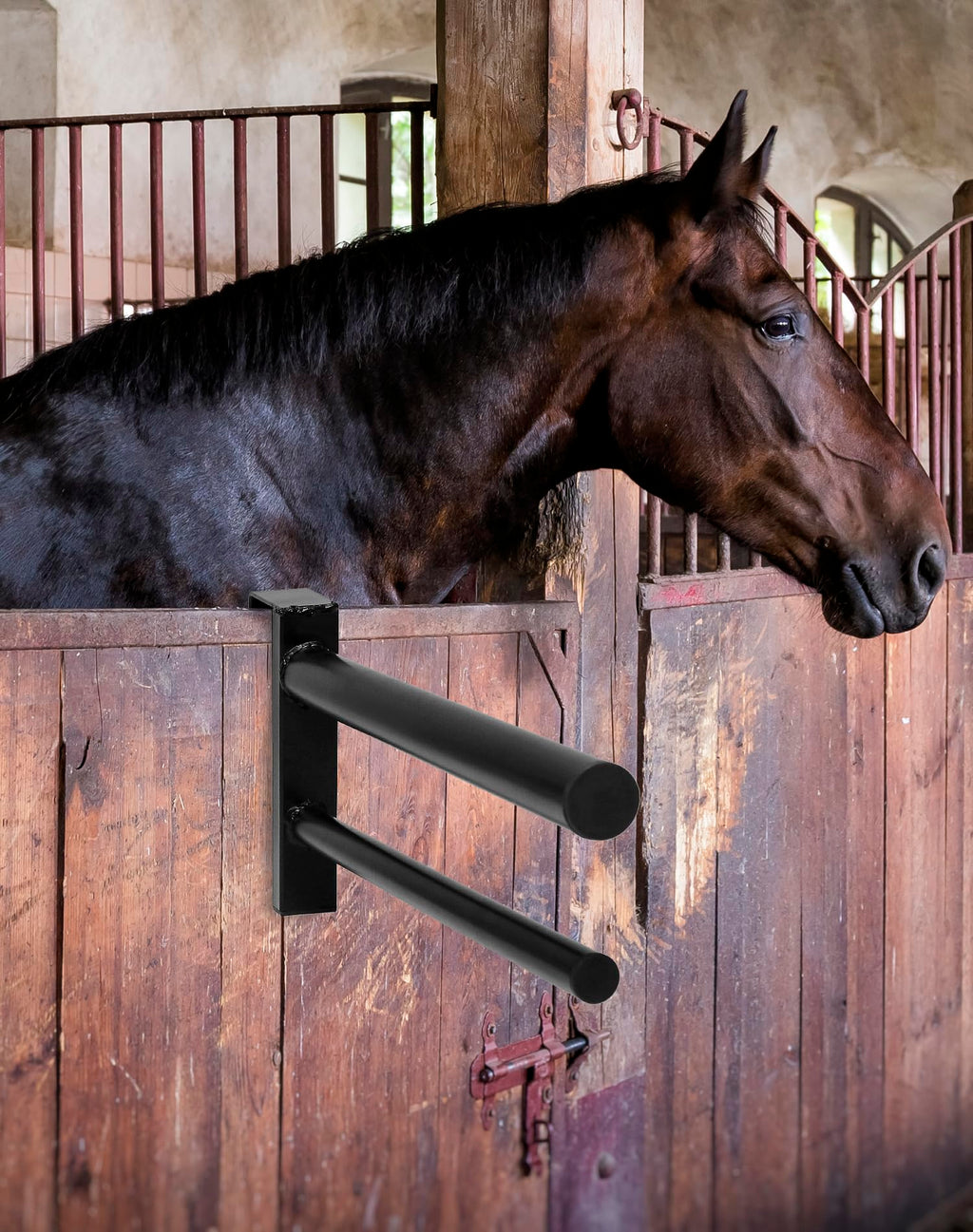 Black PVC Coated Double Saddle Rack U57057