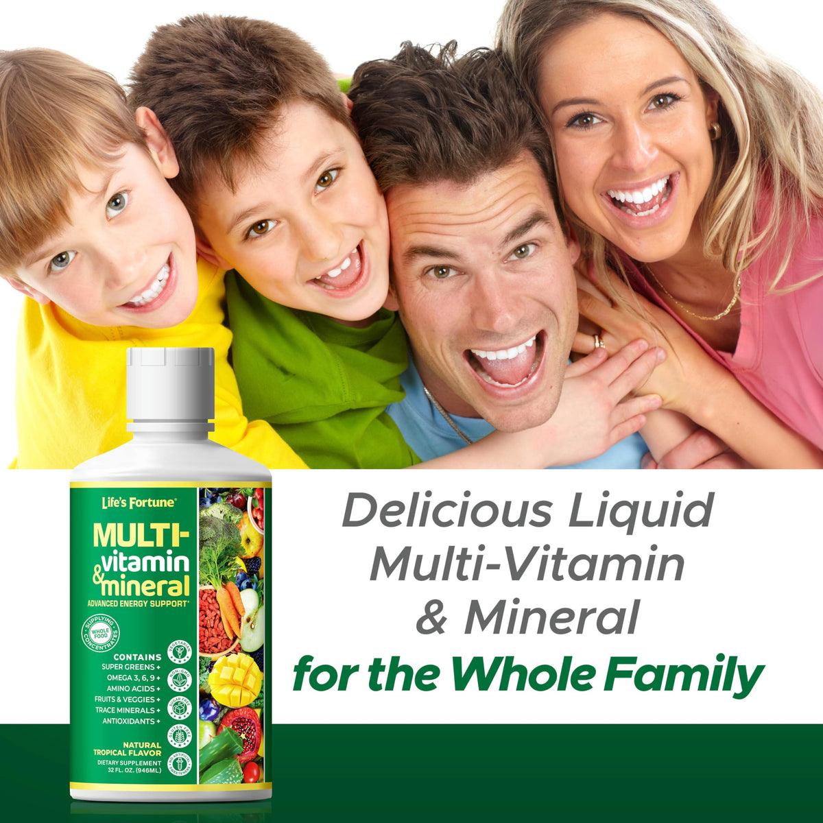 Liquid Multivitamin 90+ Nutrients Sugar Free Tropical Flavor 32 oz A89197