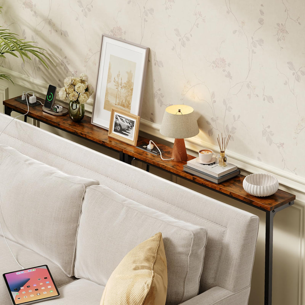 63 Inch Narrow Console Table with 2 Power Outlets A862562