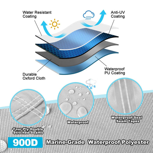 14-16ft Waterproof Marine Canvas Boat Cover with Outboard Motor Cover R2109