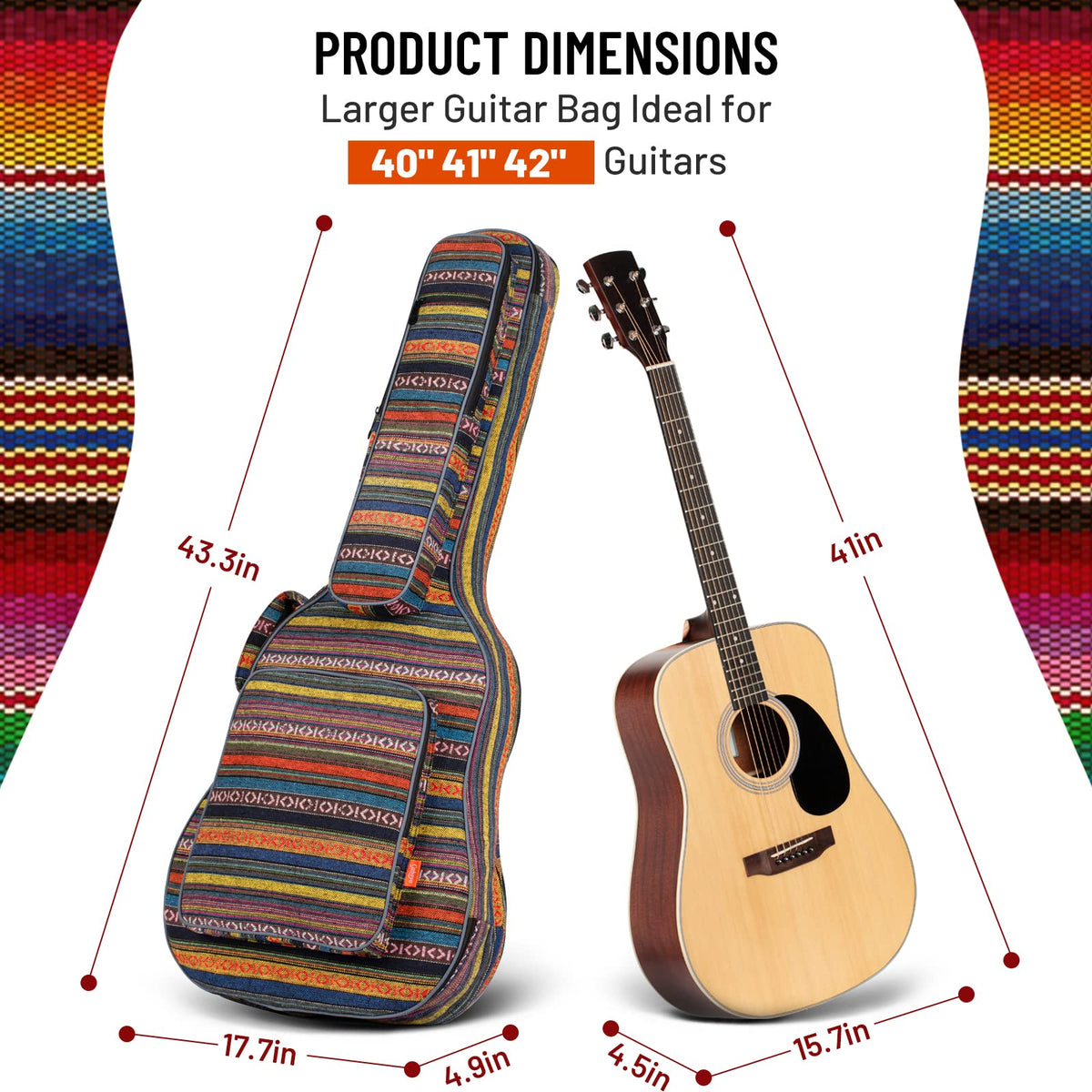 0.65in Thick Sponge Padded Acoustic Guitar Bag T164