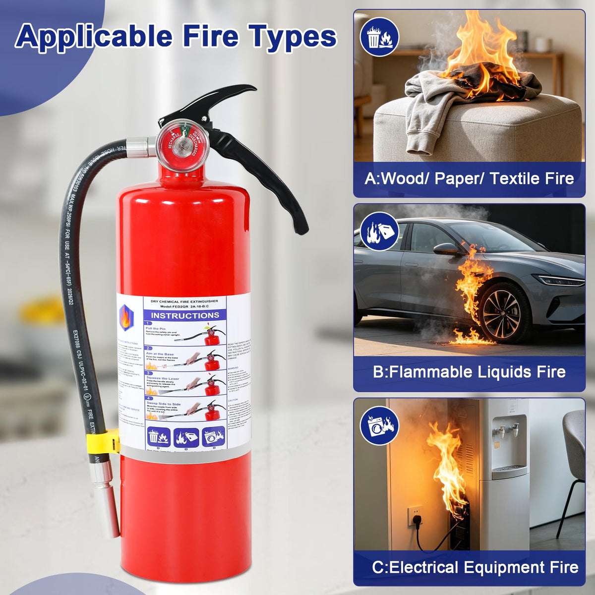 1 Pack 5lb ABC Dry Chemical Fire Extinguisher C109180