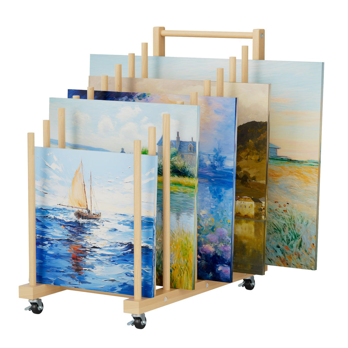 Art Canvas Storage Rack with Wheels and Handle A404091