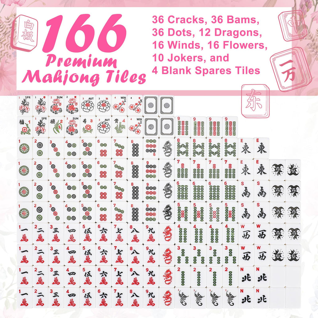 179 Pcs American Mahjong Tiles Set with Bags W4489