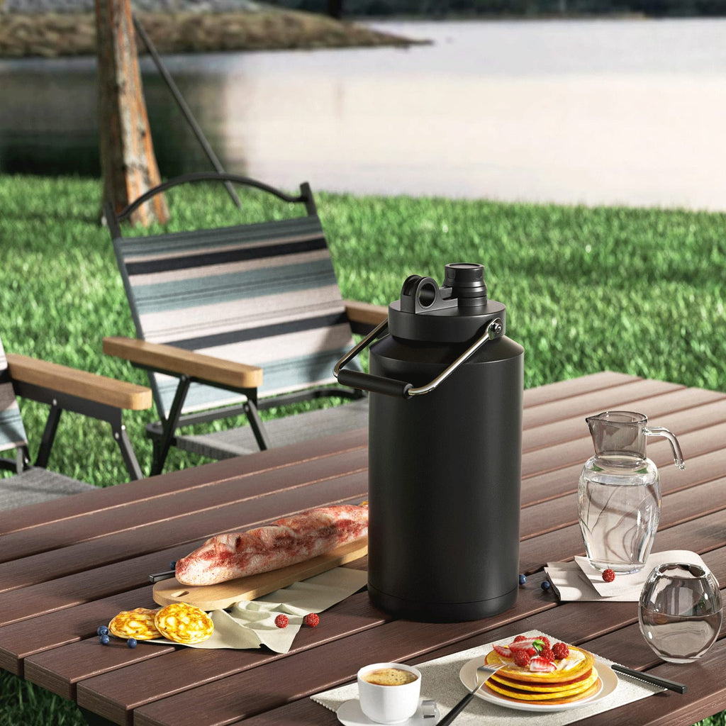 One Gallon 128oz Stainless Steel Insulated Water Bottle with Handle, Black B54253