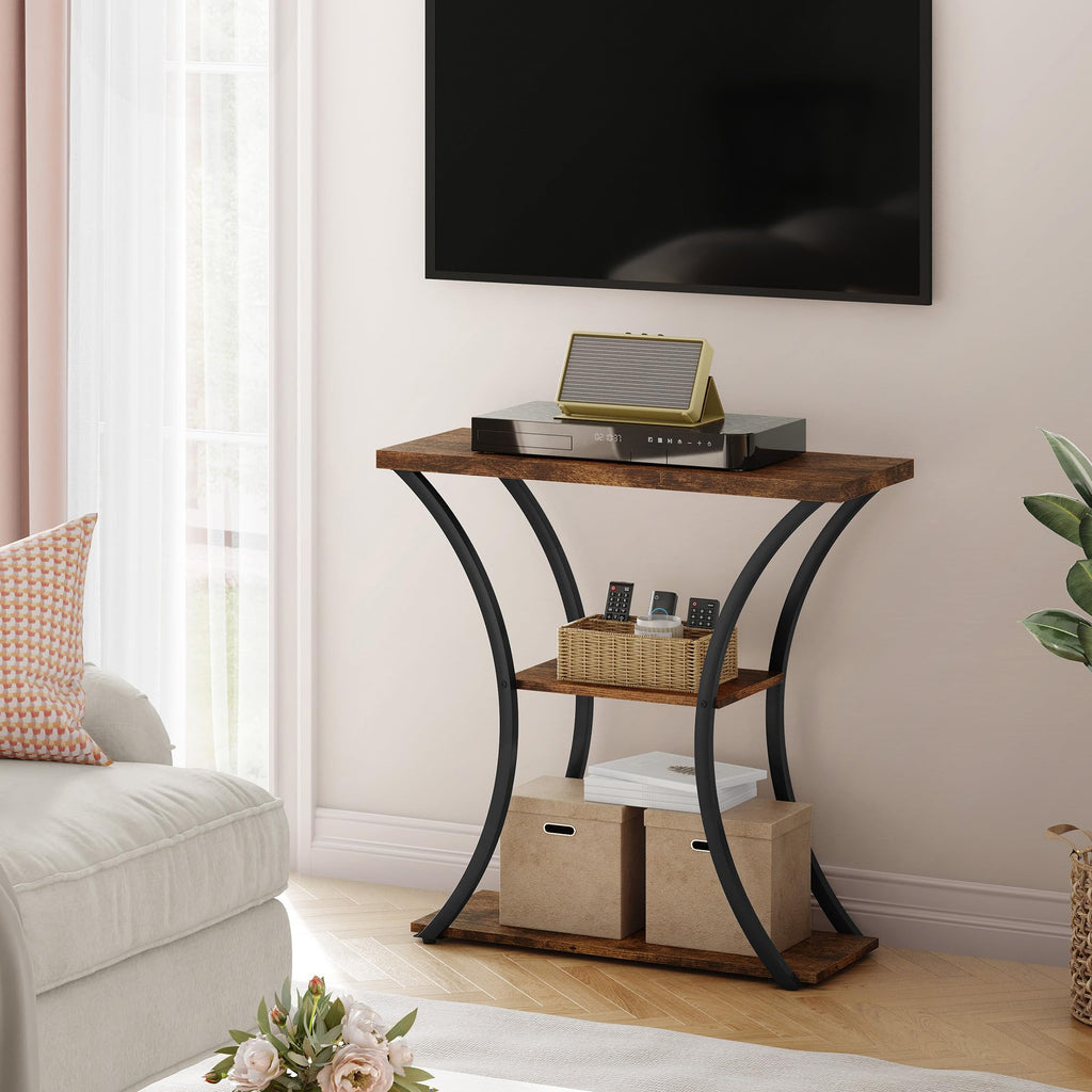 3 Tier Console Table with Open Wood Shelves C55852