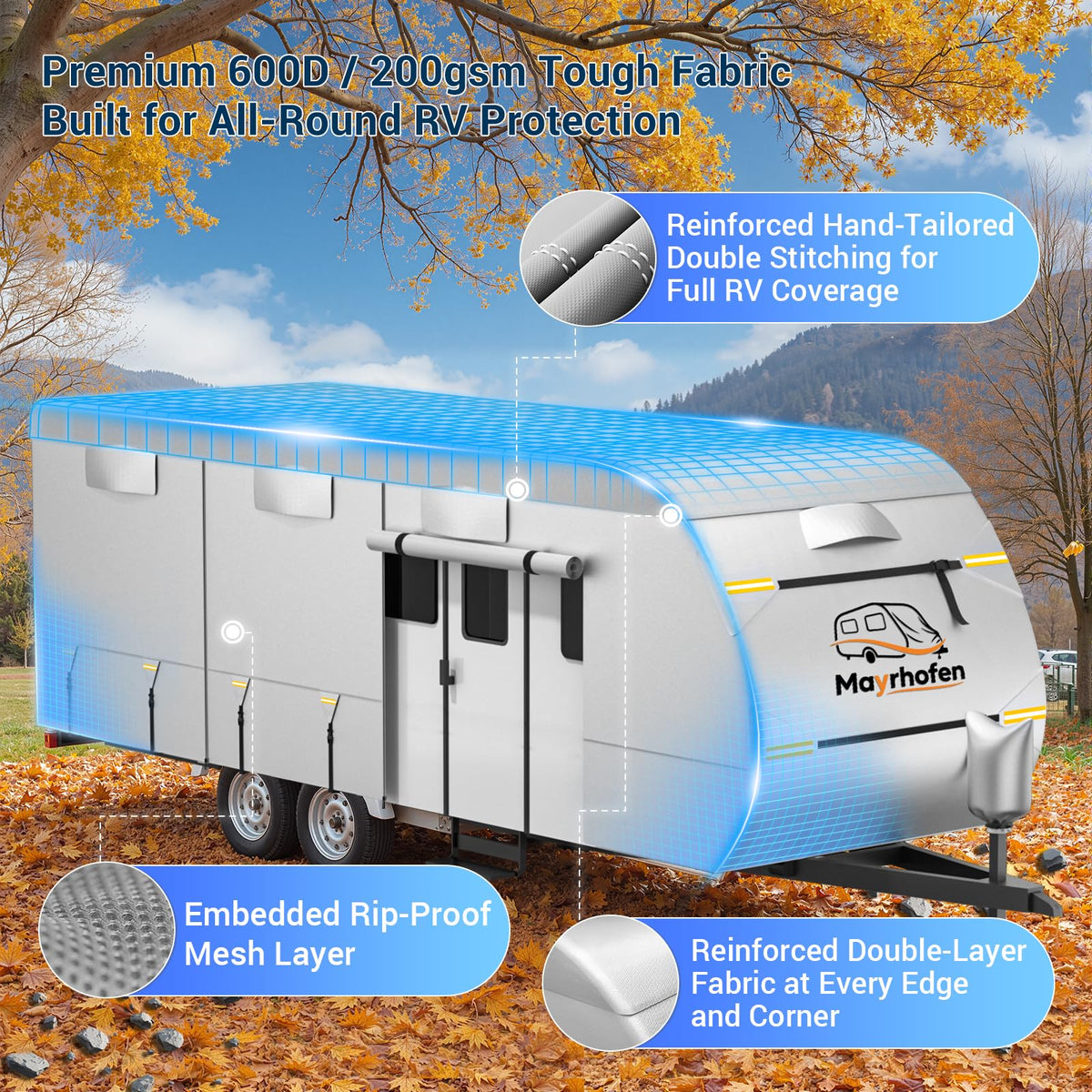 600D Oxford Fabric 30-33ft Travel Trailer Cover G9705