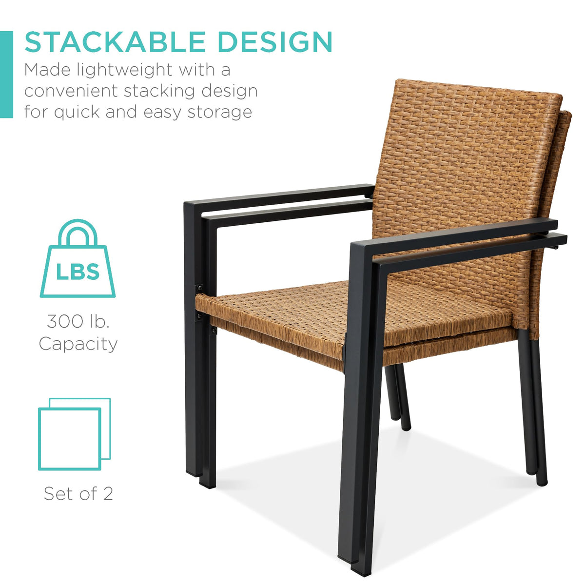 Set of 2 Stackable Outdoor Wicker Dining Chairs H6788
