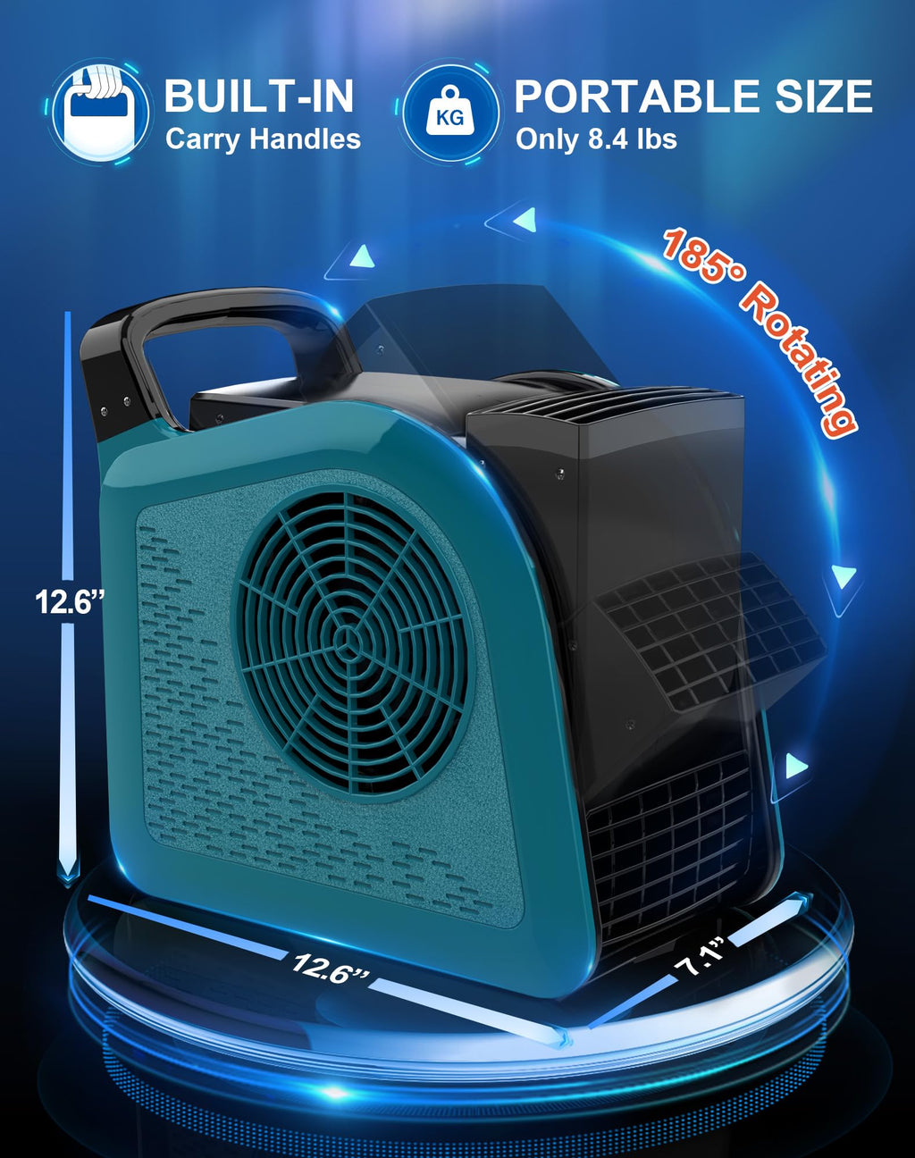 Blue 355CFM 3 Speed Air Mover Blower Fan with 2 Outlets J5381