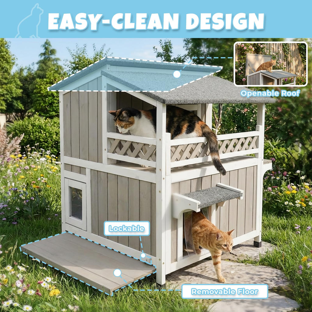 Wooden Two-Story Cat House W4747