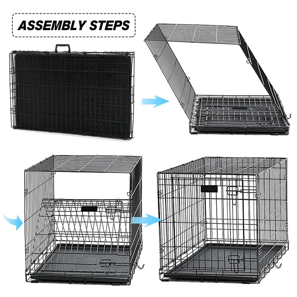 48 Inch Double Door Metal Dog Crate with Divider Panel U632299