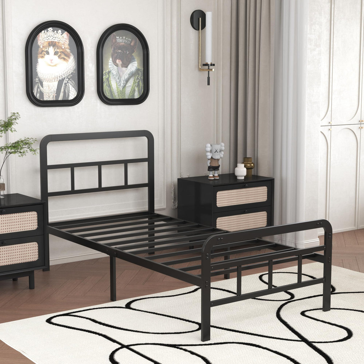 Twin Platform Bed Frame with Headboard and Footboard F491782