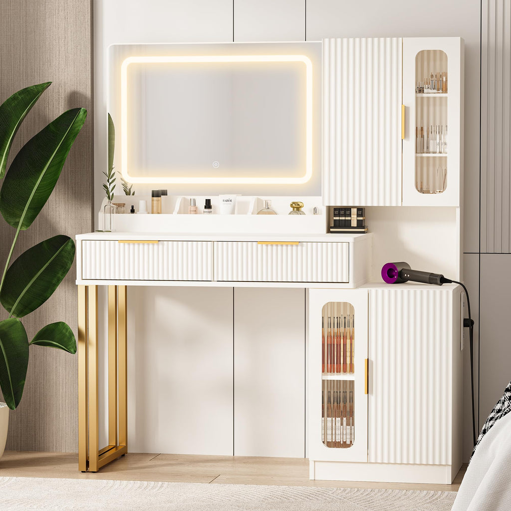 42" Makeup Vanity Desk with Mirror and Lights D3676