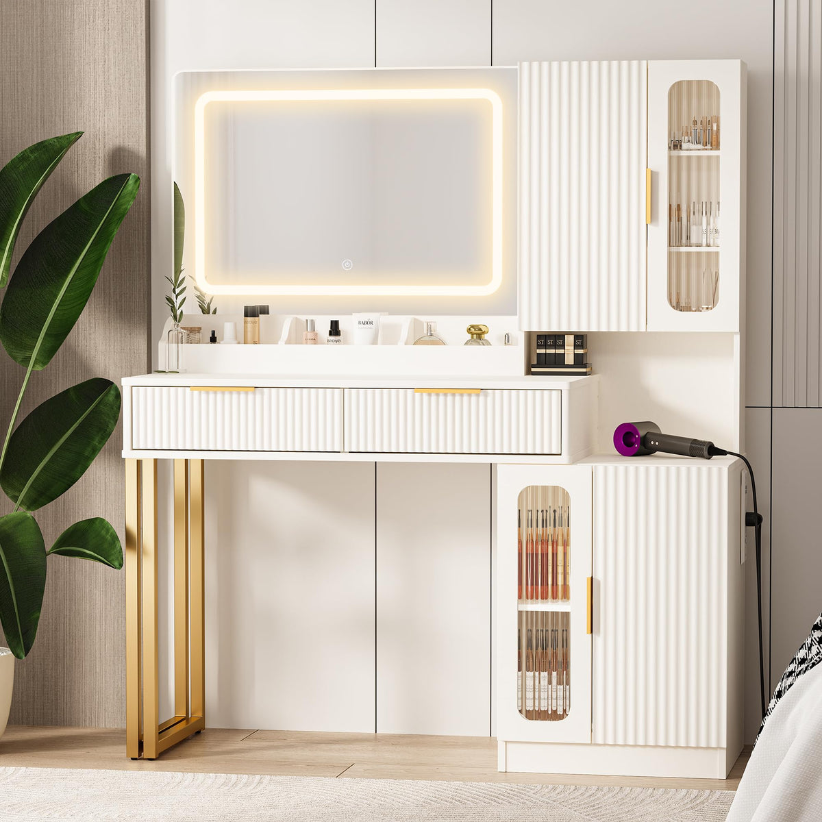 42" Makeup Vanity Desk with Mirror and Lights D3676