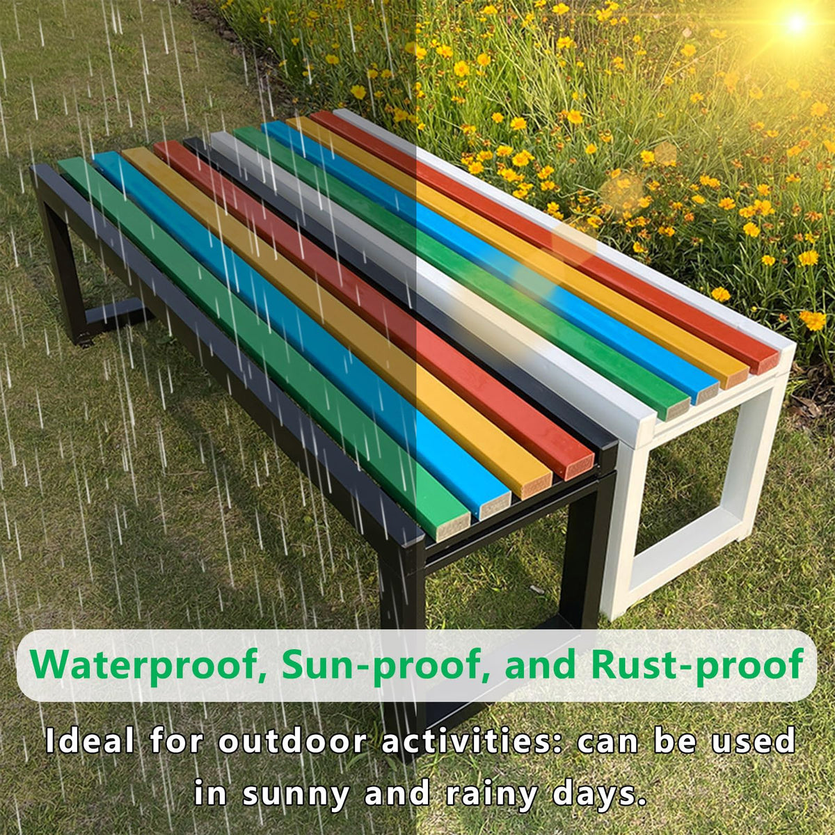 Weatherproof Metal Garden Bench Cast Iron Outdoor Seating J767
