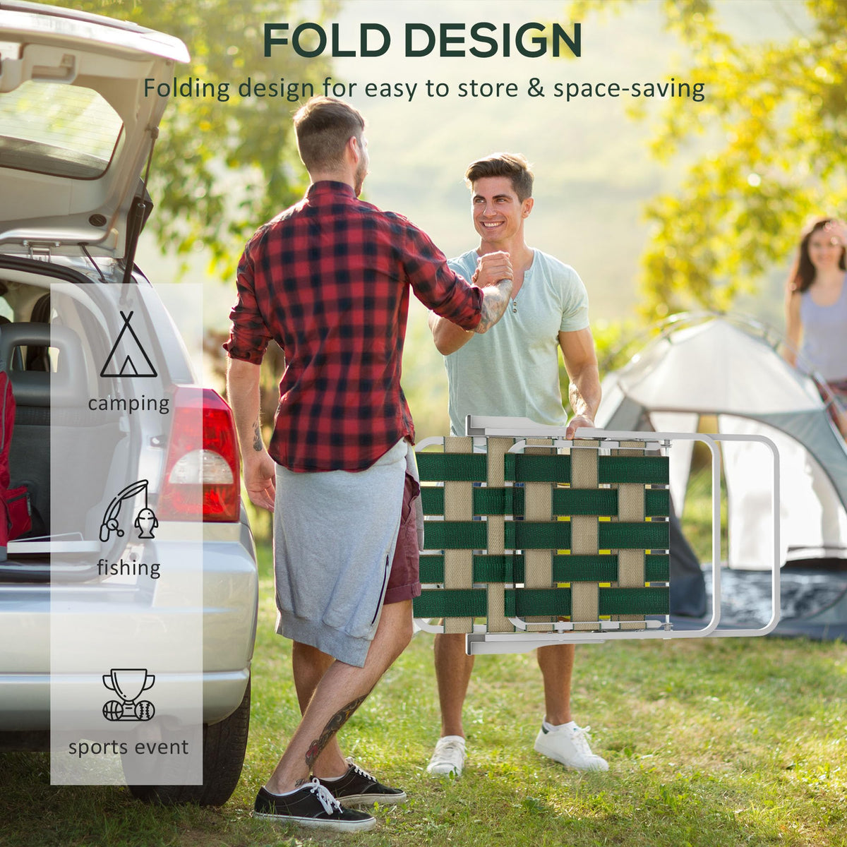 Folding Lawn Chairs Set of 2 with Armrests A449