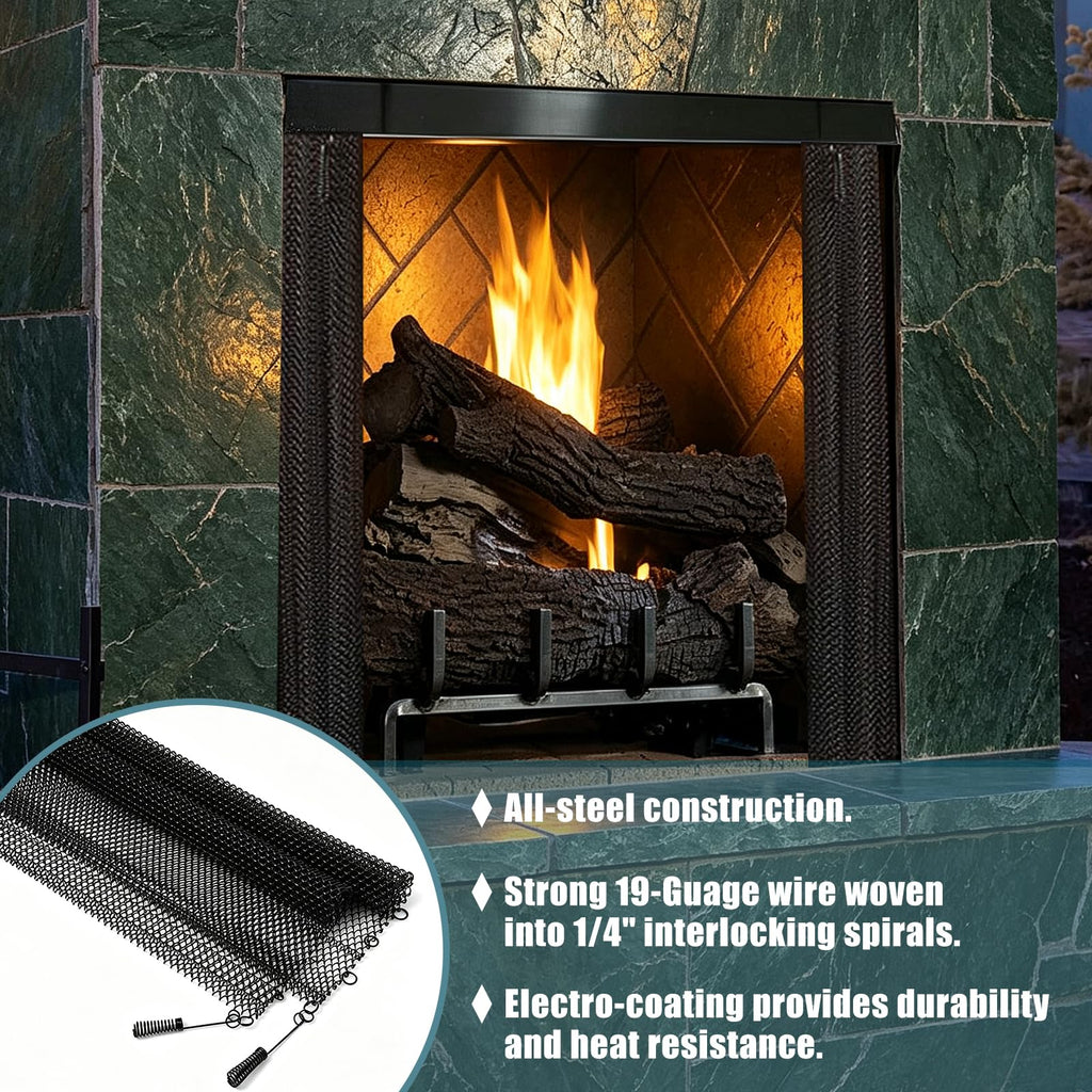 Black Spark Guard Mesh Curtain 2Pcs E5611